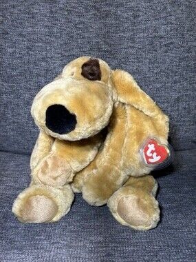 NEW TY CLASSIC BEANIE HOUND DOG PLUSH SNIFFY TAN BROWN BASSET 2001 NWMT